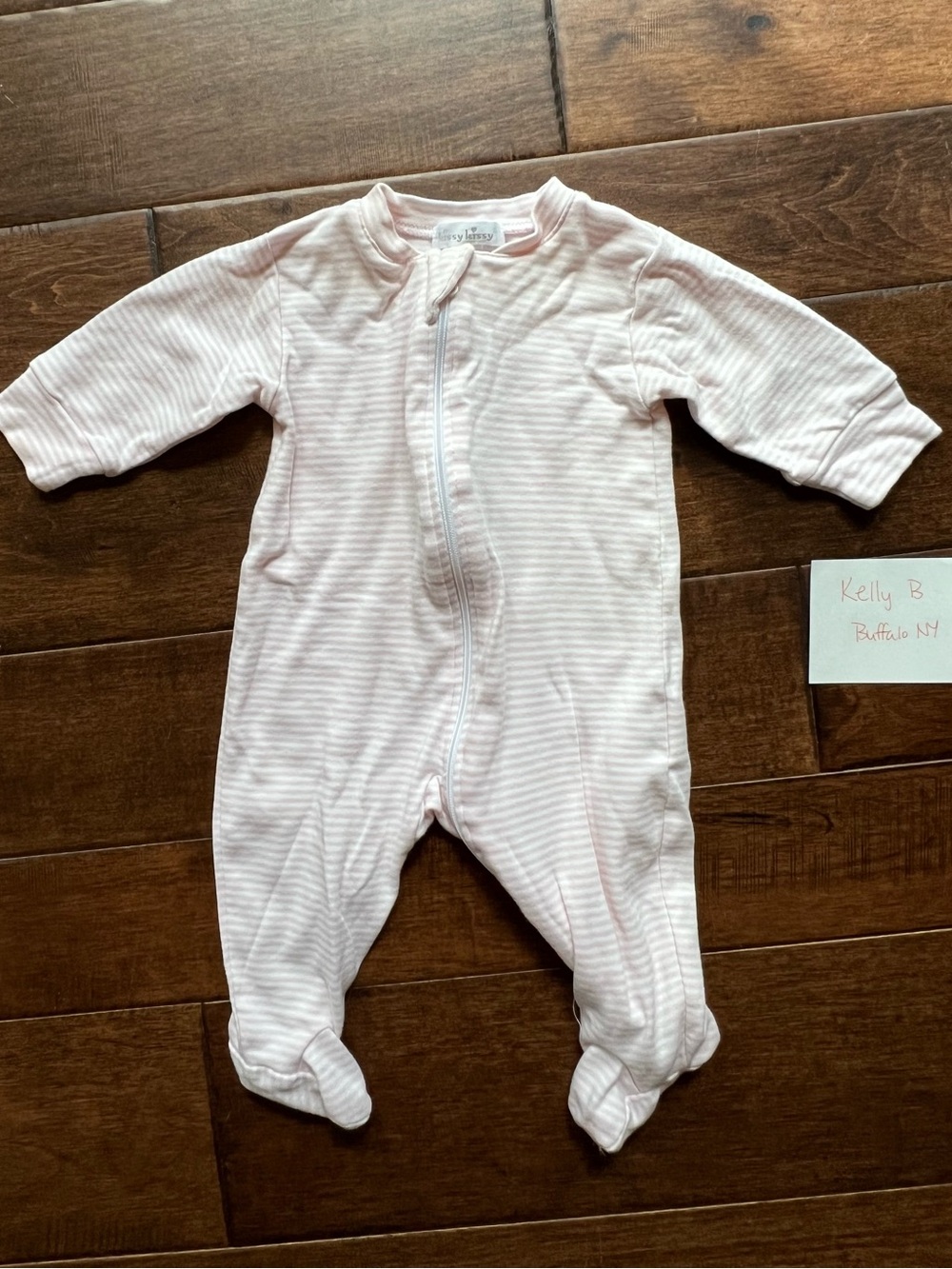 Kissy Kissy Pink & White Striped Footed One-Piece
